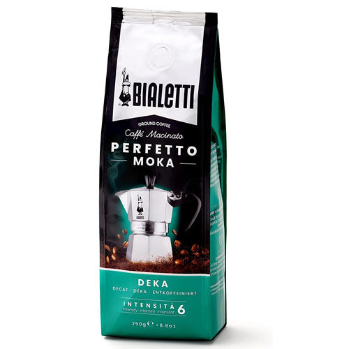 Bialetti Perfetto Moka Decaffeinato 250g caffè macinato senza caffeina per moka intensità 6