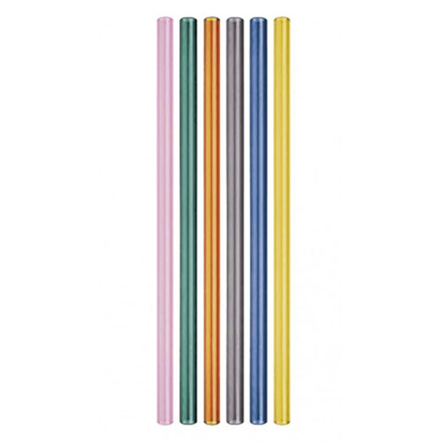 Set 6 cannucce riutilizzabili colorate multicolore in vetro borosilicato WD Lifestyle