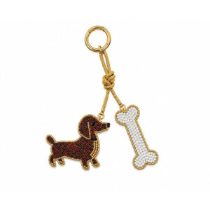 Charm da borsa e portachiavi WD Lifestyle con decoro bassotto e osso